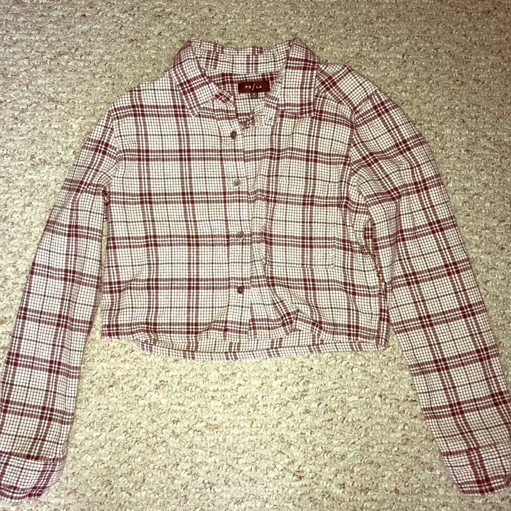 trendy pacsun flannel crop top (only worn once)